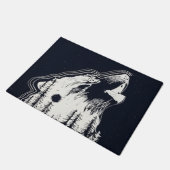 Mondlicht Winter Wolf Pine Tree Forest Fußmatte (Schrägansicht)