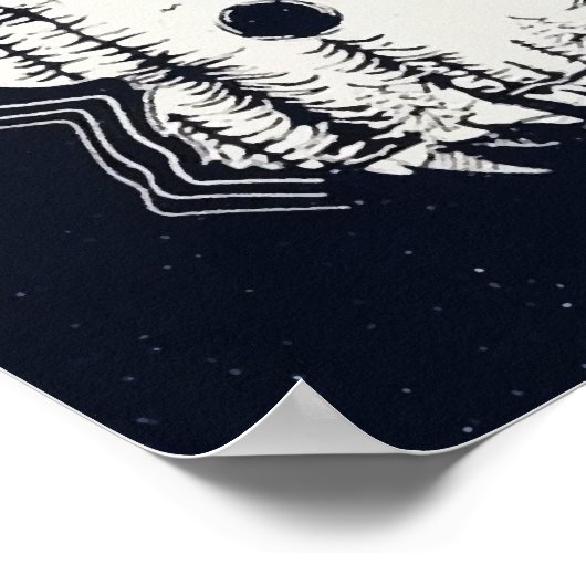 Mondlicht Winter Wolf Pine Tree Forest Poster (Ecke)