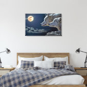 Mondlicht-Wolf-Paar. Motivierend Wandkunst Leinwanddruck (Insitu (Schlafzimmer))