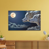 Mondlicht-Wolf-Paar. Motivierend Wandkunst Leinwanddruck (Insitu (Wohnzimmer))