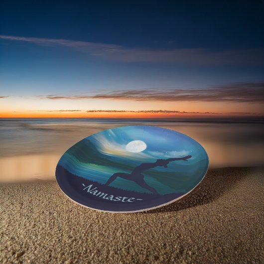 Mondlicht Yoga Meditation Halbmond Salutation Pappteller