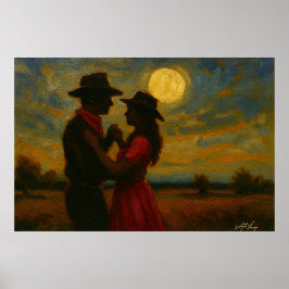 Mondlicht-Zweischritt-Kunstwerk Poster