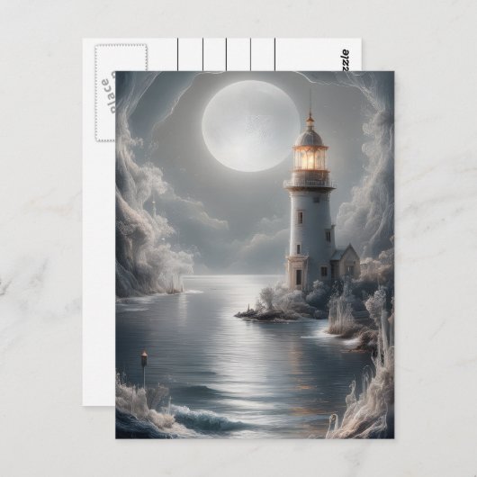 Mondlichtbakon am Ufer Postkarte (Vorne/Hinten)