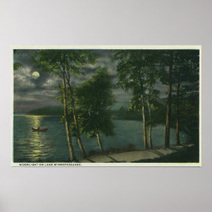 Mondlichter Blick auf den See Poster