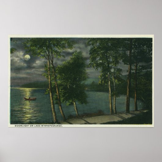 Mondlichter Blick auf den See Poster (Vorne)