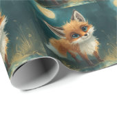 Mondlichtfuchs, nächtlicher Wald  Geschenkpapier (Rolleneckpunkt)