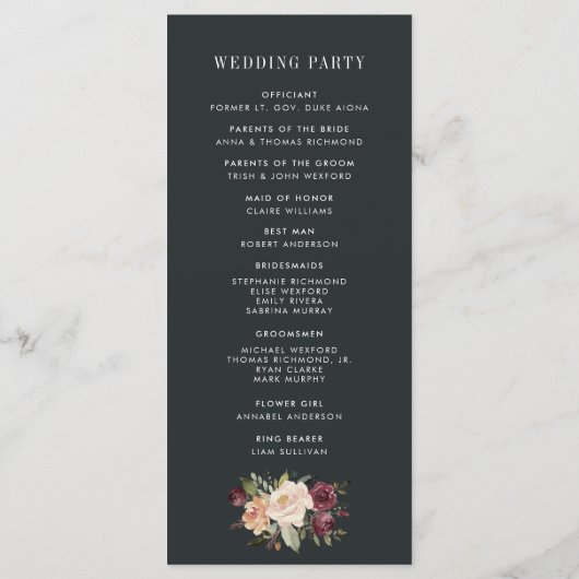 Mondlichtgarten Hochzeitsprogramm Programm (Rückseite)