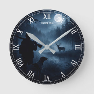 Mondlichtjagd im Nebel Runde Wanduhr
