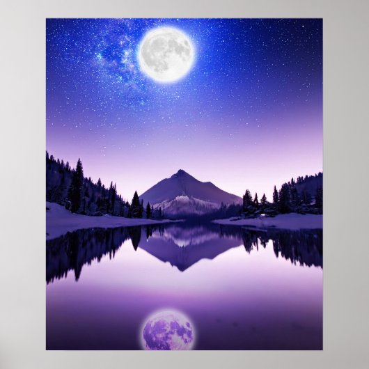 Mondlichtnacht am See Poster (Vorne)