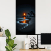 Mondlichtpfad: Stille am Strand Poster (Heimbüro)