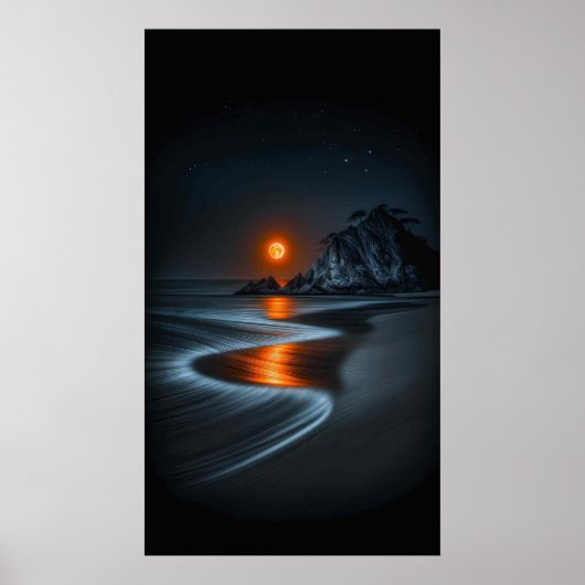 Mondlichtpfad: Stille am Strand Poster (Vorne)