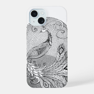 Mondlichtsilber und weißer Pfau iPhone 15 Hülle