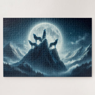 Mondlichtspitzen, Majestic Wölfe, Howling Wölfe Puzzle