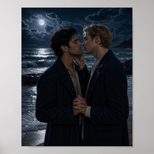 Mondlichtübergabe | Schwules Kunstprojekt Poster (Vorne)