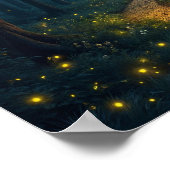 Mondlichtwaldweg mit Feuerwerken Poster (Ecke)