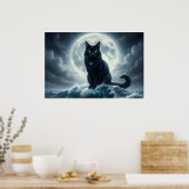 Mondlichtwelle & Schwarze Katze Poster (Küche)