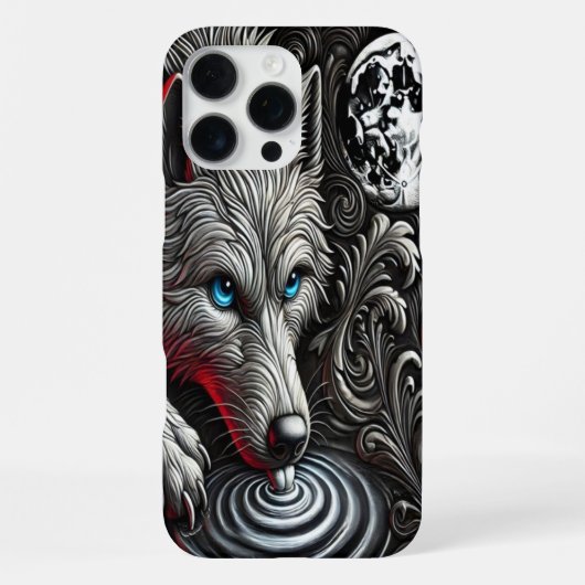 Mondlichtwolf-Reflexionskunst iPhone Hülle (Rückseite)