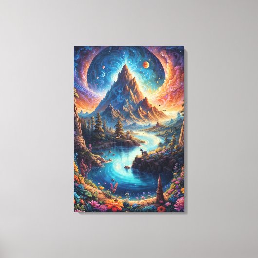 "Mondlit Mountain Serenity" Leinwanddruck (Vorderseite)