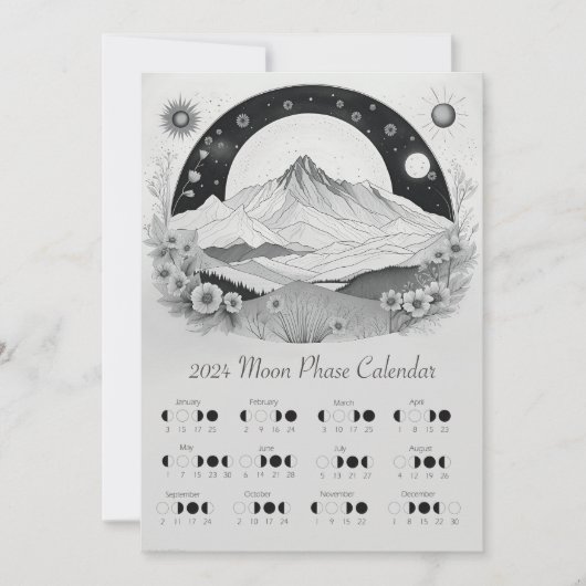 Mondmond-Zyklus der Mondphase 2024 südliche Hemisp Einladung (Vorderseite)