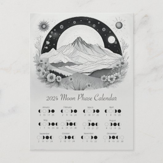 Mondmond-Zyklus der Mondphase 2024 südliche Hemisp Postkarte (Vorderseite)