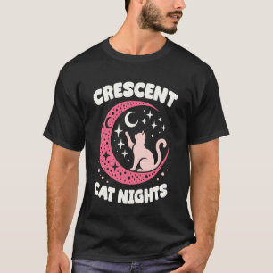 Mondnacht-Design mit süßer Katze auf dem Mond T-Shirt