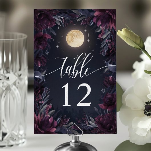 Mondnacht-Garten-Hochzeit Tischnummer