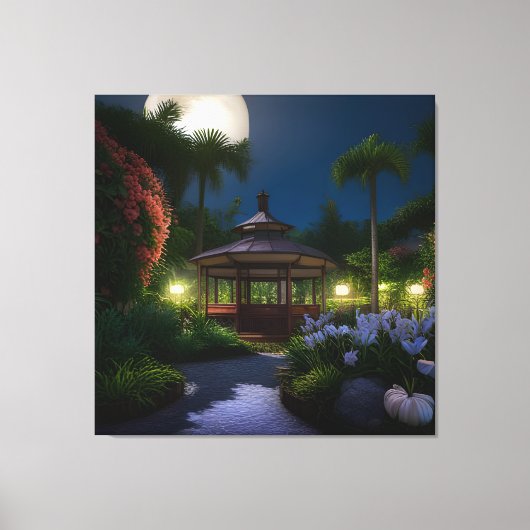 Mondnacht im Gazebo Leinwanddruck (Vorderseite)