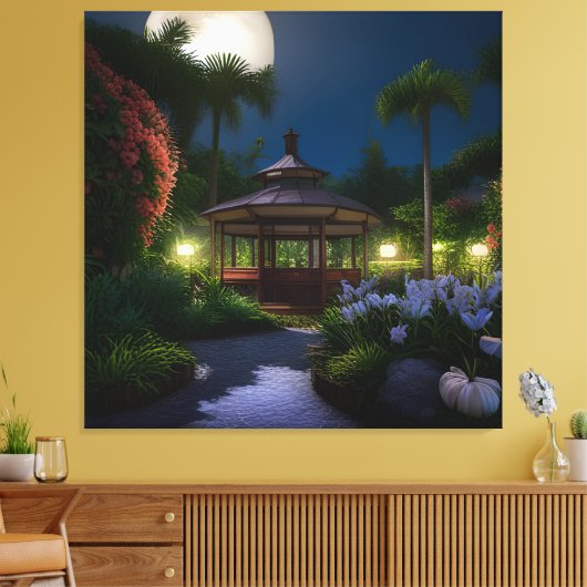 Mondnacht im Gazebo Leinwanddruck (Insitu (Wohnzimmer))