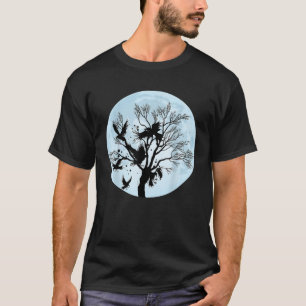 Mondnacht Schwarzwald Krähe Tier Vogel Rave T-Shirt