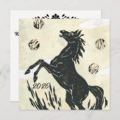 Mondpferd-Feierkunst 2026 Feiertagskarte (Vorne/Hinten)
