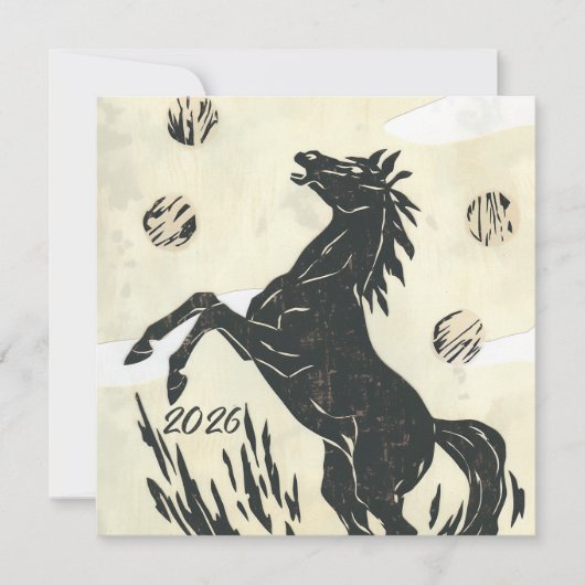Mondpferd-Feierkunst 2026 Feiertagskarte (Vorderseite)