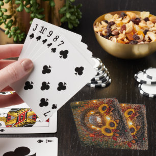 Mondphase und Sonnenblumen Mystisch Spielkarten