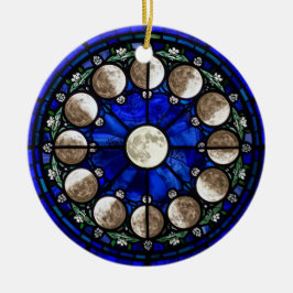 Mondphasen-Buntglas-Kreis Keramik Ornament