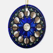 Mondphasen-Buntglas-Kreis Keramik Ornament (Links)