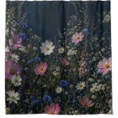 Mondphasen-Dunkle-Wildblumen-Blumen-Duschvorhang Duschvorhang (Vorderseite)
