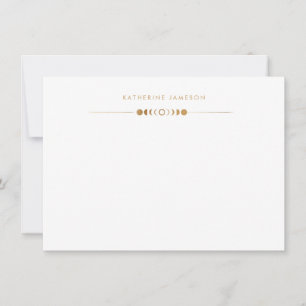 Mondphasen Goldenes Monogramm Notizkarte Mitteilungskarte