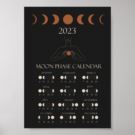 Mondphasen-Kalender 2023 Mauer Art Poster (Vorne)