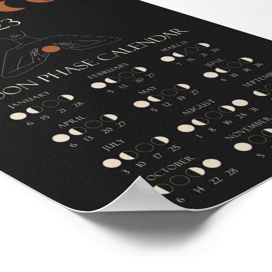Mondphasen-Kalender 2023 Mauer Art Poster (Ecke)