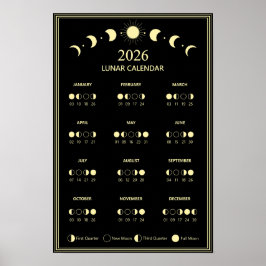 Mondphasen-Kalender 2026 Minimalistisch Poster