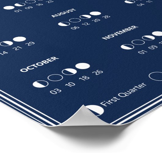 Mondphasen-Kalender 2026 Minimalistisch Poster (Ecke)