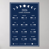 Mondphasen-Kalender 2026 Minimalistisch Poster (Vorne)