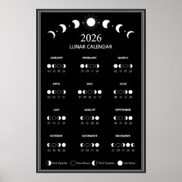 Mondphasen-Kalender 2026 Minimalistisch Poster