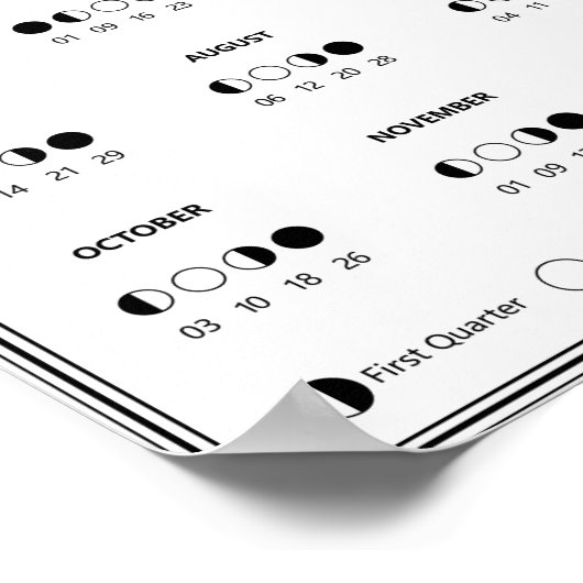 Mondphasen-Kalender 2026 Minimalistisch Poster (Ecke)