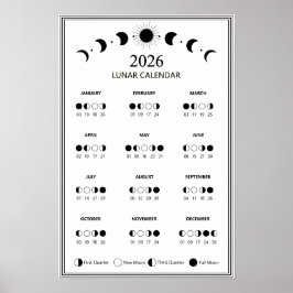 Mondphasen-Kalender 2026 Minimalistisch Poster