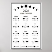 Mondphasen-Kalender 2026 Minimalistisch Poster (Vorne)