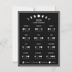 Mondphasen-Kalender 2026 Minimalistisch Postkarte