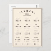 Mondphasen-Kalender 2026 Minimalistisch Postkarte (Vorne/Hinten)