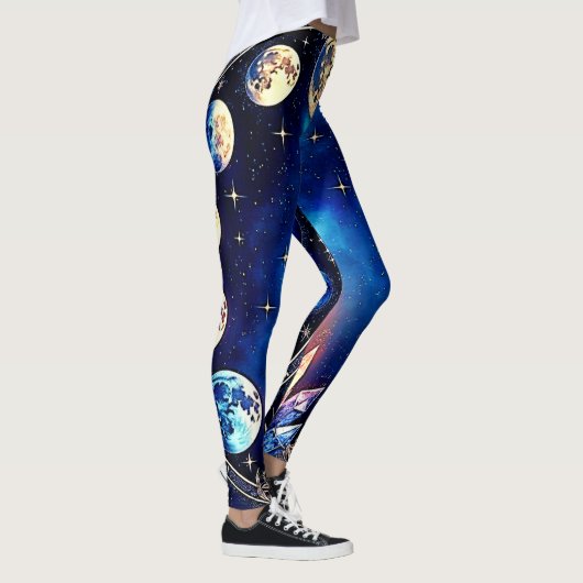 Mondphasen Kristall Kosmos Leggings (Rechts)