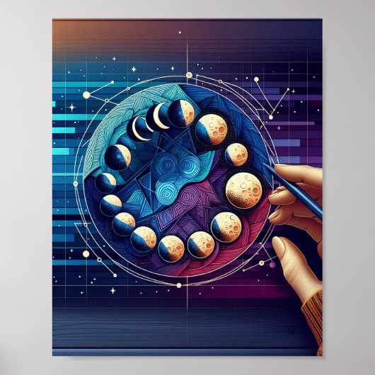 Mondphasen-Kunstposter Poster (Vorne)