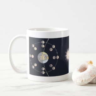 Mondphasen mit Erde & Sonne, Vintage-Astronomie Kaffeetasse